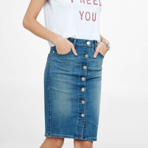 J Crew High-waist Button-front Denim Pencil Skirt